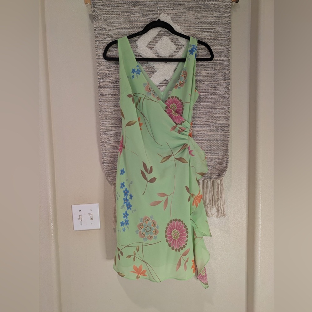 Y2K Paradox Green Asymmetrical Sundress V-Neck